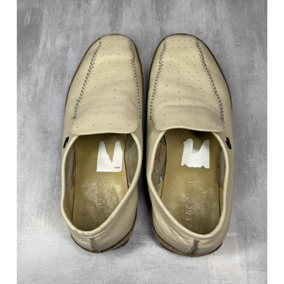 Lacoste Shoes Mens Size 10.5 Beige Boston Punched Leather Slip On Moccasin main image 5